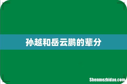 孙越和岳云鹏的辈分