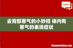 去背部寒气的小妙招 体内有寒气的表现症状