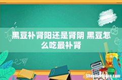 黑豆补肾阳还是肾阴 黑豆怎么吃最补肾