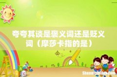 摩莎卡指的是 夸夸其谈是褒义词还是贬义词