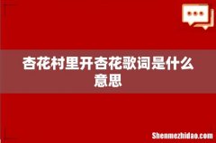 杏花村里开杏花歌词是什么意思
