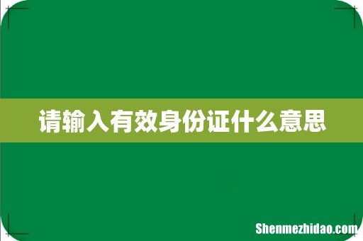 请输入有效身份证什么意思