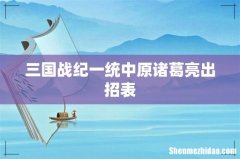 三国战纪一统中原诸葛亮出招表