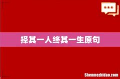 择其一人终其一生原句