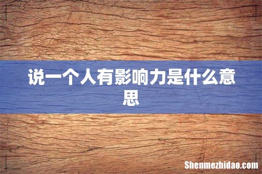 说一个人有影响力是什么意思
