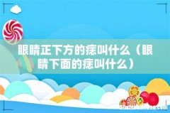 眼睛下面的痣叫什么 眼睛正下方的痣叫什么