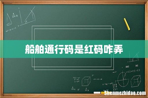 船舶通行码是红码咋弄