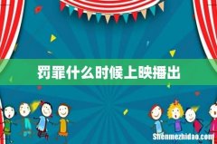 罚罪什么时候上映播出