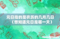 想知道元日是哪一天 元日指的是农历的几月几日
