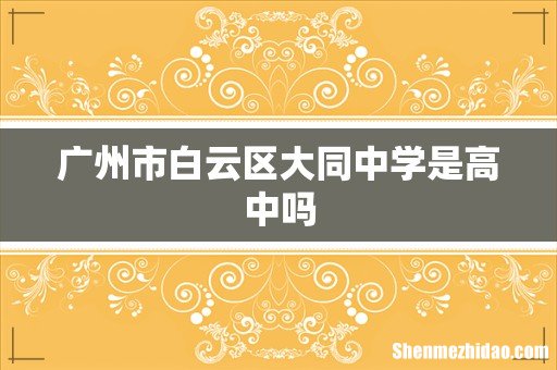 广州市白云区大同中学是高中吗