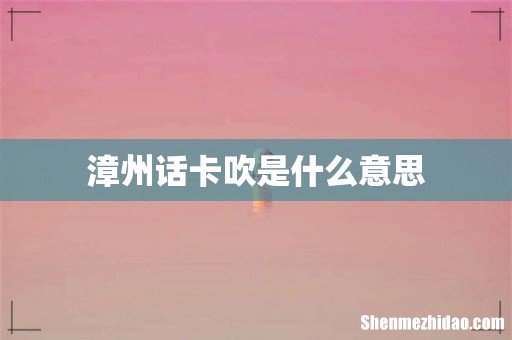 漳州话卡吹是什么意思