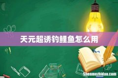 天元超诱钓鲤鱼怎么用