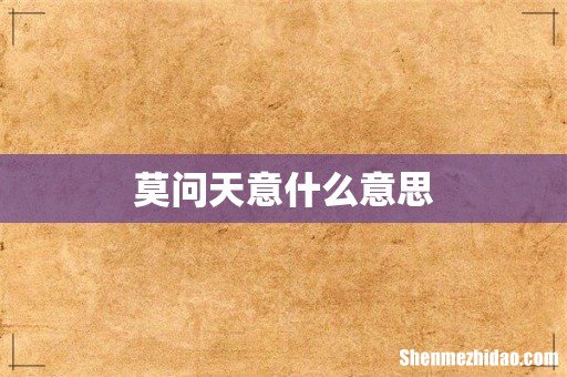 莫问天意什么意思