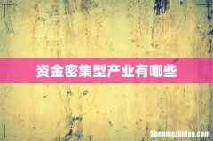 资金密集型产业有哪些