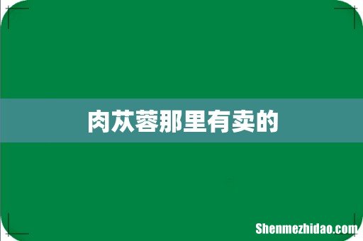 肉苁蓉那里有卖的