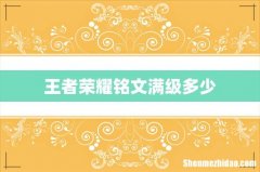 王者荣耀铭文满级多少