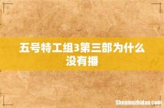 五号特工组3第三部为什么没有播