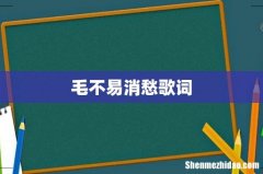 毛不易消愁歌词