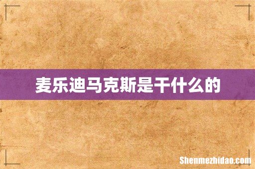 麦乐迪马克斯是干什么的