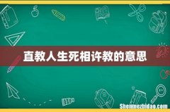 直教人生死相许教的意思