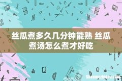 丝瓜煮多久几分钟能熟 丝瓜煮汤怎么煮才好吃