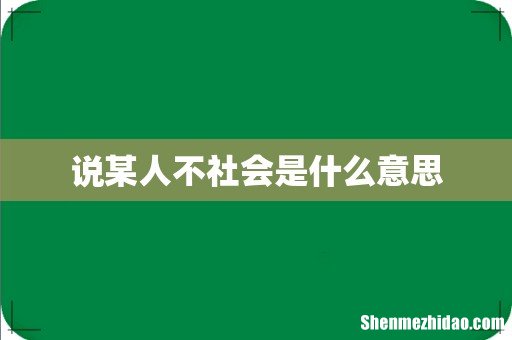 说某人不社会是什么意思