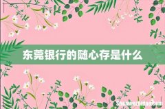 东莞银行的随心存是什么