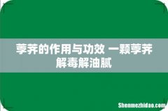 荸荠的作用与功效 一颗荸荠解毒解油腻