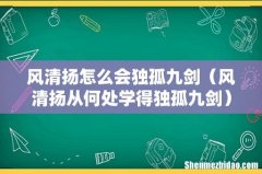 风清扬从何处学得独孤九剑 风清扬怎么会独孤九剑