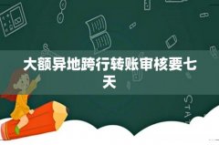 大额异地跨行转账审核要七天