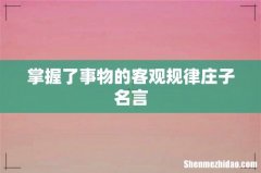 掌握了事物的客观规律庄子名言