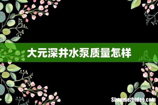 大元深井水泵质量怎样