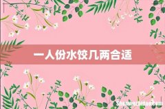 一人份水饺几两合适