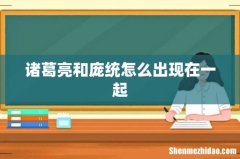 诸葛亮和庞统怎么出现在一起