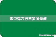 雪中悍刀行王梦溪是谁