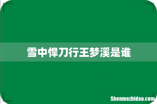 雪中悍刀行王梦溪是谁