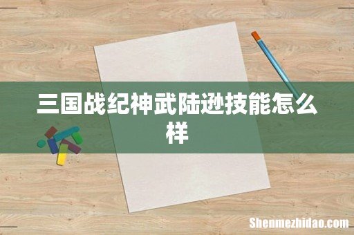 三国战纪神武陆逊技能怎么样