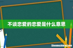 不谈恋爱的恋爱是什么意思