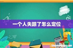 一个人失踪了怎么定位