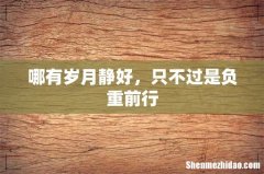 哪有岁月静好，只不过是负重前行