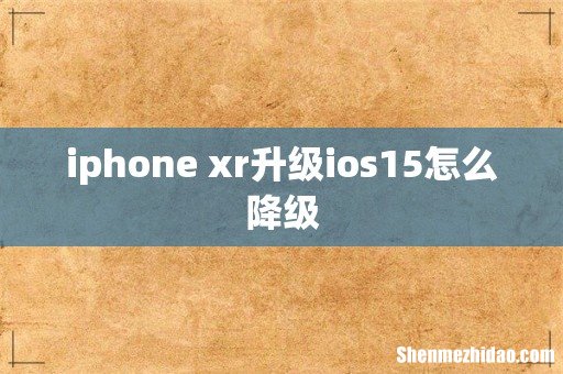 iphone xr升级ios15怎么降级