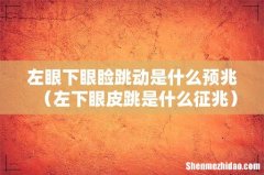 左下眼皮跳是什么征兆 左眼下眼睑跳动是什么预兆