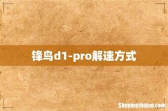 锋鸟d1-pro解速方式