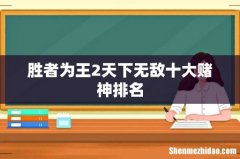 胜者为王2天下无敌十大赌神排名