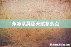 永冻队莫娜天赋怎么点