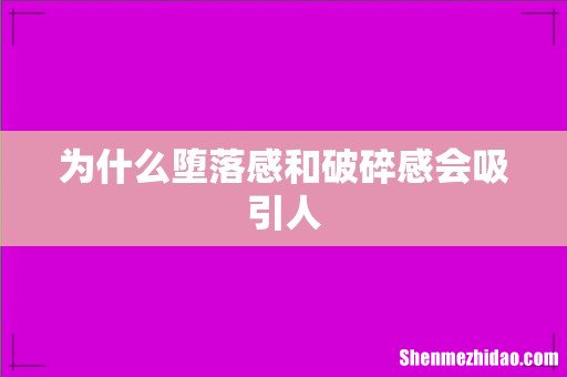 为什么堕落感和破碎感会吸引人