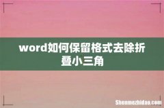 word如何保留格式去除折叠小三角