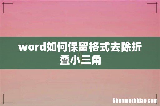 word如何保留格式去除折叠小三角