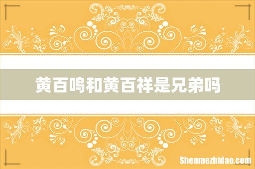 黄百鸣和黄百祥是兄弟吗