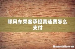 顺风车乘客承担高速费怎么支付